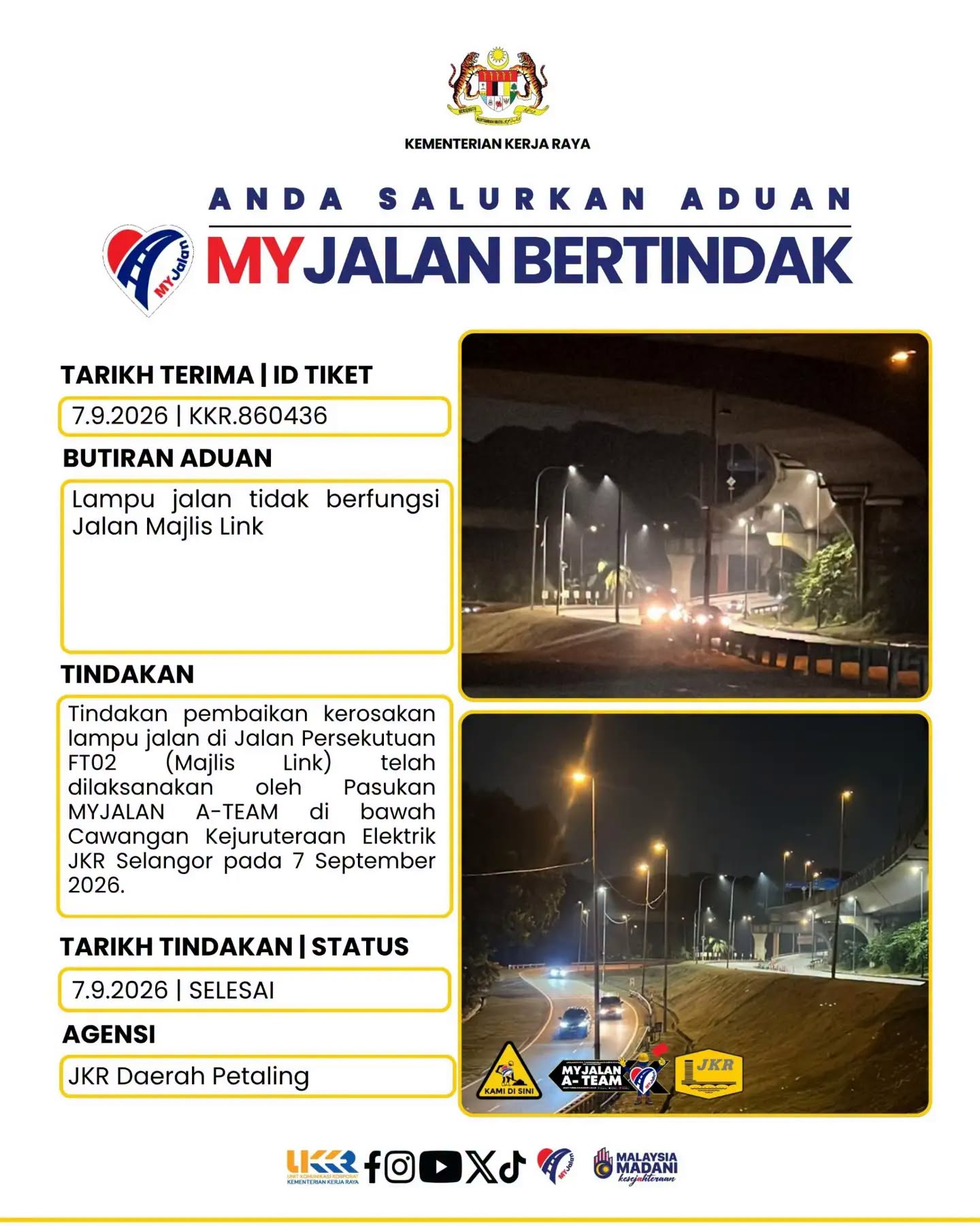 7 September 2026 - JKR Daerah Petaling